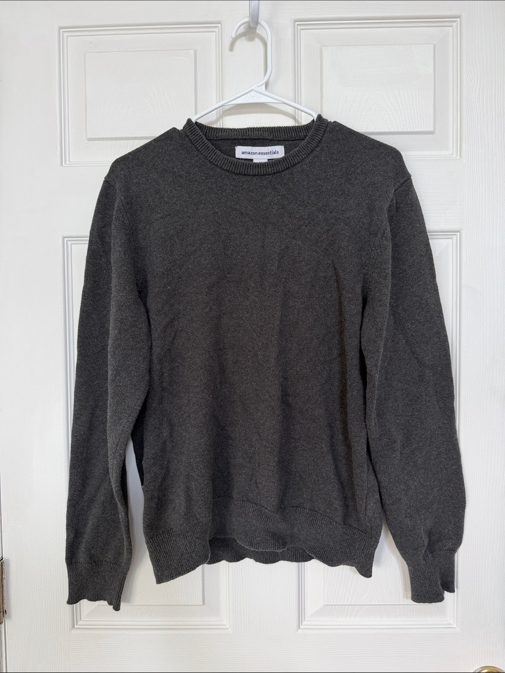Amazon Essentials Women’s 100% Cotton Charcoal Gray Crewneck Sweater